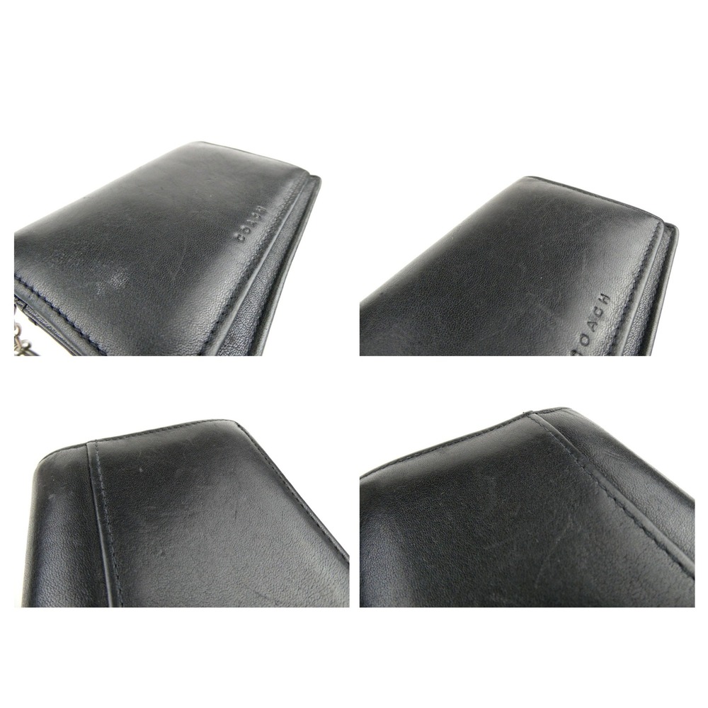 Coach Black Leather Small Bifold Card Wallet w/ Keychain - Picture 13 of 13